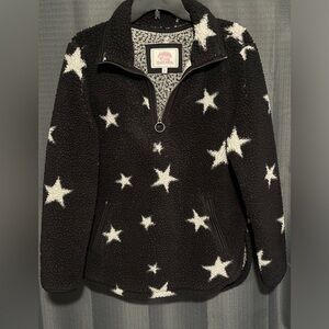 Cozy Sherpa Quarter Zip Pullover with Star Design